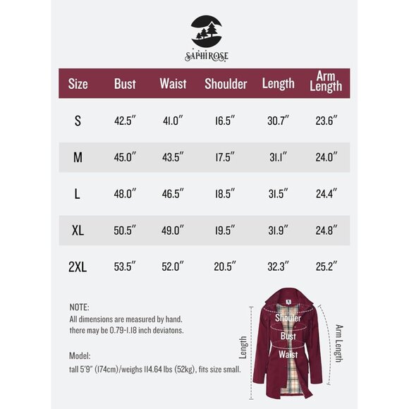 Women's Red Waterproof Long Raincoat Outdoor Windbreaker Jacket with Hood - Picture 7 of 7